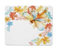 YENDOSTEEN Yanteng Gaming Mouse Pad Dragonfly, diseño Abstracto Vintage Moth con Flores de Primavera Impresión de Arte con Marco Floral, Borde Cosido Multicolor