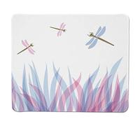 YENDOSTEEN Yanteng Gaming Mouse Pad Dragonfly, pájaros temáticos Coloridos de la Naturaleza como Insectos Vuela en Imagen Abstracta de la Llama, Rosa Violeta y Borde Cosido Azul