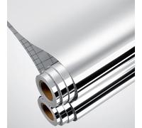 Yenhome Papel Espejo Pintado para Mueble Plateado para Baño 60x500cm Papel Espejo Adesivo Flexible Decorativos para Muebles Aluminio Vinilo Muebles Baño Cocina Impermeable Frigoríficos