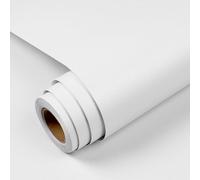 YENHOME Papel Pintado Autoadhesivo Pared Mural Blanco Mate 40x500cm Liso Vinilo Adhesivo Muebles Cocina Encimera Puerta Librería Blanco Papel Tapiz Autoadhesivo Impermeable para Baño Oficina Salon