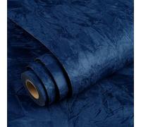 YENHOME Papel Pintado Azul Terciopelo 60x500cm Papel de Contacto Adhesivo Terciopelo para Dormitorio Vinilos para Muebles Vintage de Felpa para Caja de Joyería Gabinete Art Deco Armarios