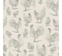 YENHOME Papel Pintado Pared Infantil Animales 44.5x300cm Beige Papel Tapiz Autoadhesivo Diseño de Gallos para Salon Dormitorio Vintage Vinilo Adhesivo Impermeable Animales para Gallinero Granja