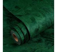 YENHOME Papel Pintado Terciopelo Verde 40x1000cm Vintage Papel Pintado Pared Mural Fieltro para Sala de Estar Dormitorio Verde Vinilo Adhesivo Muebles Decorativos Puertas Armario Bricolaje