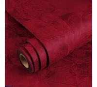 YENHOME Papel Pintado Vintage Rojo Terciopelo 40 x 500 cm Papel Pared Autoadhesivo Película Rojo para Mueble Armario Terciopelo Película Adhesiva de Tela Decoración Renovación del Mobiliario