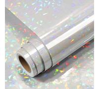 YENHOME Vinilo Adhesivo Holográfico Transparente Efecto Cristal Roto 40x500cm Imprimible Papel Holográfico Adhesivo Glossy Papel Vinilo Transparente Adhesiva Brillante para Artesanal DIY Foto
