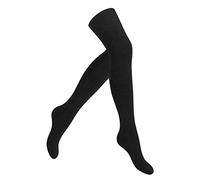 Yenita 2 pares de calcetines para mujer por encima de la rodilla, con pliegues, color negro o gris, Black Uni, Talla única