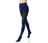 Yenita Medias cálidas de algodón para mujer, medias de punto de un solo color, azul marino, 38-40