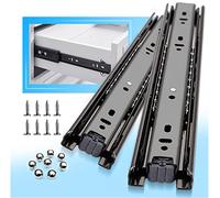 YENUO Corredores de cajón de extensión completa 250, 300, 350, 400, 450, 500, 550, 600 mm, rodamientos de bolas de metal, color negro, ancho de rieles de 45 mm, guías de riel, resistentes, 45 kg, 1