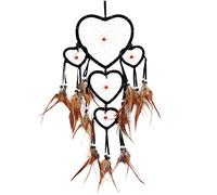 YENVWG Atrapasueños grandes con 5 círculos de corazón con cuentas para colgar en la pared