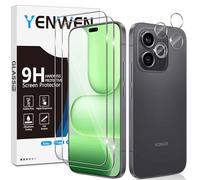 Yenwen 2 Piezas Protector de Pantalla para Honor 600 Lite 5G con 2 Piezas Protector de Lente de Cámara, Ultra HD Cristal Templado, Dureza 9H Glass, Anti Arañazos, Sin Burbujas