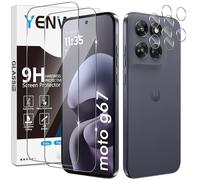 Yenwen 2 Piezas Protector de Pantalla para Motorola Moto G67 / G77 con 2 Piezas Protector de Lente de Cámara, Ultra HD Cristal Templado, Dureza 9H, Anti Arañazos, Sin Burbujas
