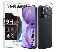 Yenwen 2 Piezas Protector de Pantalla para Oppo Reno 16 Pro 5G con 2 Piezas Protector de Lente de Cámara, Ultra HD Cristal Templado Glass, Dureza 9H, Anti Arañazos, Sin Burbujas