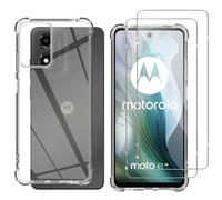 Yenwen Funda para Motorola Moto E14 / G24 / G04S / G04 con 2 Piezas Protector de Pantalla, Silicona Protector Antigolpes Cover, Anti-Arañazos Case, 9H Dureza Cristal Templado