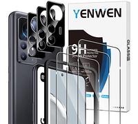 Yenwen Protector de Pantalla Compatible con Xiaomi Mi 12T 5G, 3 Piezas Cristal Templado con 3 Piezas Protector de Lente de Cámara, [9H Dureza] Vidrio Templado Ultra Resistente