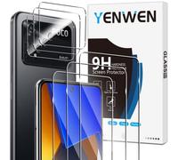 Yenwen Protector de Pantalla Compatible con Xiaomi Poco M4 Pro 4G 6.43", 3 Piezas Cristal Templado con 3 Piezas Protector de Lente de Cámara, [9H Dureza] Vidrio Templado Ultra Resistente