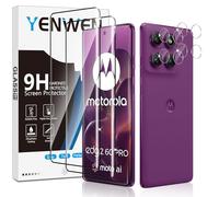 Yenwen Protector de Pantalla para Motorola Moto Edge 60 Pro 5G, 2 Piezas Cristal Templado con 2 Piezas Protector de Lente de Cámara, 9H Dureza Ultra Resistente Vidrio Templado