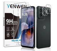 Yenwen Protector de Pantalla para Motorola Moto G55 5G, 2 Piezas Cristal Templado con 2 Piezas Protector de Lente de Cámara, 9H Dureza Ultra Resistente Vidrio Templado