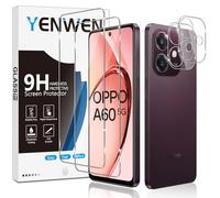 Yenwen Protector de Pantalla para OPPO A40 4G/ OPPO A40M 4G/ OPPO A60 5G, 2 Piezas Cristal Templado con 2 Piezas Protector de Lente de Cámara, 9H Dureza Ultra Resistente Vidrio Templado