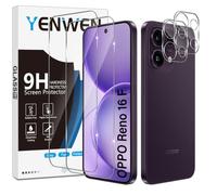 Yenwen Protector de Pantalla para OPPO Reno 16 FS / 16F 5G, 2 Piezas Cristal Templado con 2 Piezas Protector de Lente de Cámara para Reno 16 FS / Reno16 F, 9H Dureza Ultra Resistente Vidrio Templado