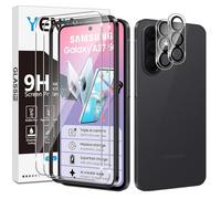 Yenwen Protector de pantalla para Samsung Galaxy A37 5G, 2 unidades de vidrio templado con 2 protectores de cámara, dureza 9H, película protectora de teléfono con marco