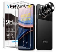 Yenwen Protector de Pantalla para Xiaomi POCO F7 Ultra 5G, 3 Piezas Cristal Templado con 3 Piezas Protector de Lente de Cámara, 9H Dureza Ultra Resistente Vidrio Templado