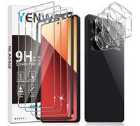 Yenwen Protector de Pantalla para Xiaomi Poco M6 Pro/Redmi Note 13 Pro 4G, 3 Piezas Cristal Templado con 3 Piezas Protector de Lente de Cámara, 9H Dureza Ultra Resistente Vidrio Templado