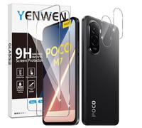 Yenwen Protector de Pantalla para Xiaomi POCO M7 4G, 2 Piezas Cristal Templado con 2 Piezas Protector de Lente de Cámara, 9H Dureza Ultra Resistente Vidrio Templado