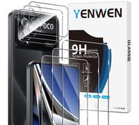 Yenwen Protector de Pantalla para Xiaomi Poco X4 Pro 5G, 3 Piezas Cristal Templado y 3 Piezas Protector de Lente Cámara, 9H Dureza HD Transparente Vidrio Templado