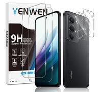 Yenwen Protector de Pantalla para Xiaomi Redmi 15 4G/5G, 2 Piezas Cristal Templado con 2 Piezas Protector de Lente de Cámara, 9H Dureza Ultra Resistente Vidrio Templado
