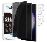 Yenwen Protector de Pantalla Privacidad para Samsung Galaxy S23 Ultra 5G, 2 Piezas Anti-Espía Cristal Templado + 2 Piezas Protector Cámara, 9H Dureza Anti-Arañazo Sin Burbujas