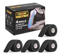 Yeoda 4 rollos de cinta de kinesiología, 20 tiras precortadas de 10 pulgadas cada una, cinta deportiva elástica atlética para soporte corporal, articular y muscular