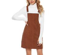 Yeokou - Mini vestido de pana para mujer - Marrón - Large