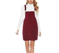 Yeokou - Mini vestido de pana para mujer - Rojo - Medium