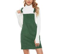 Yeokou Overol informal de pana para mujer, largo hasta la rodilla, vestido midi, Verde Armada (ArmyGreen), XXL
