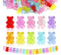 Yeomju 100 cuentas acrílicas transparentes, colores mezclados, pulseras de osito de goma para pulsera, collar y manualidades, bonito juego de colgantes para hacer joyas