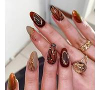 Yeomju Press On Nails con diseño de mariposa, 24 uñas para pegar, incluye pegatinas de gelatina y lima de uñas, perfecto para fiestas y días festivos
