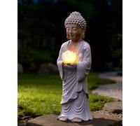 Yeomoo Figura de Buda de pie con LED solar de loto, decoración de jardín, resistente a la intemperie, para jardín, salón, Feng Shui, espiritual, regalo para mujeres, mamá y hombres, 37 cm