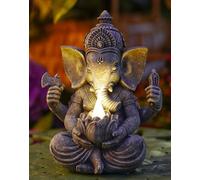 Yeomoo Figura de Ganesha Buda con luces solares para decoración de salón, escritorio, accesorios: Figura de Buda Zen de jardín Ganesha, regalos para hombres, mujeres, mamá, resistente a la intemperie