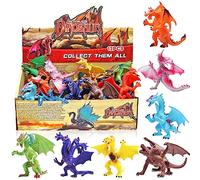 YeoNational&Toys 12 Piezas Juguetes de Mini Dragón de 4 Pulgadas, Conjunto de con Caja de Regalo, Mundo Zoológico no tóxico,Favoritos de Fiesta para Chicos y Niños