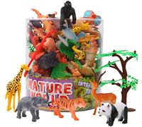 YeoNational&Toys Conjunto de Juguetes de Mini Animales 54 Piezas, Animales de Selva, Granja Pequeños de Bosque para los Niños,Favoritos de Fiesta para Chicos