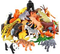 YeoNational&Toys Conjunto de Juguetes de Mini Selva de 54 Piezas, Animales de Granja Pequeños de Bosque para Chicos y Niños - Favoritos de Fiesta