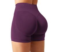 YEOREO SoftHue - Pantalones cortos deportivos para mujer, invisibles, Scrunch Butt Lifting, Gym - Workout - 11,9 cm - Sin costuras, corto - Push Up - Pantalones cortos para motorista, cereza, negro, S