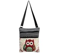 Yeory Boho Bag, colorida bolso de lienzo con cremallera dual, 13.8x12.6x7 bolsas hippie livianas bolsas de cuerpo de cuerpo hippie de hombro impreso para mujeres, lienzo
