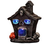 Yeory Decoraciones de Halloween, Pueblo de Halloween con Cara de Miedo con Ojo Iluminado, Resina en Forma de casa de 6 Pulgadas Casas de Pueblo Coloridas para Fiestas, Casas