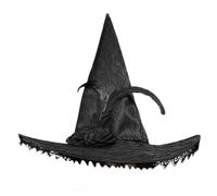 Yeory Hombo de bruja para mujeres Gorro de mago de encaje con decoración de flores Witch Black Witch Free Size Crazy For Disfrave, Cosplay, Halloween Party, Wizard