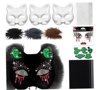 Yeory Kit de máscara Therian, kit de máscara de gato temático de vampiro con pelaje sintético, hoja de malla para los ojos, tela de fieltro y pegatina para Halloween Masquerade Cosplay Party, Fox