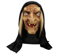 Yeory Máscara de bruja máscara de halloween de la cabeza real Látex de miedo Halloween Old Woman Face Adorning Masks para adultos Fiesta Vestida decoración