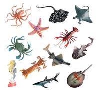 Yeory Mini Figuras de Animales del océano, 12 Piezas de plástico de Mares de mar de plástico, Mini Conjunto de Juguetes de, Figuras Modelo de Criaturas