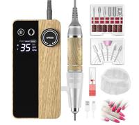 YEOTSMUT Taladro de uñas profesional de 35000 rpm, lima de uñas eléctrica recargable, lima de uñas inalámbrica portátil para quitar uñas de gel acrílico, 12 brocas de uñas, súper silenciosa, a prueba