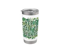 "Yep, I Talk To Plants" Funny Plant Lover Gardening Humor Vaso térmico de acero inoxidable de doble pared